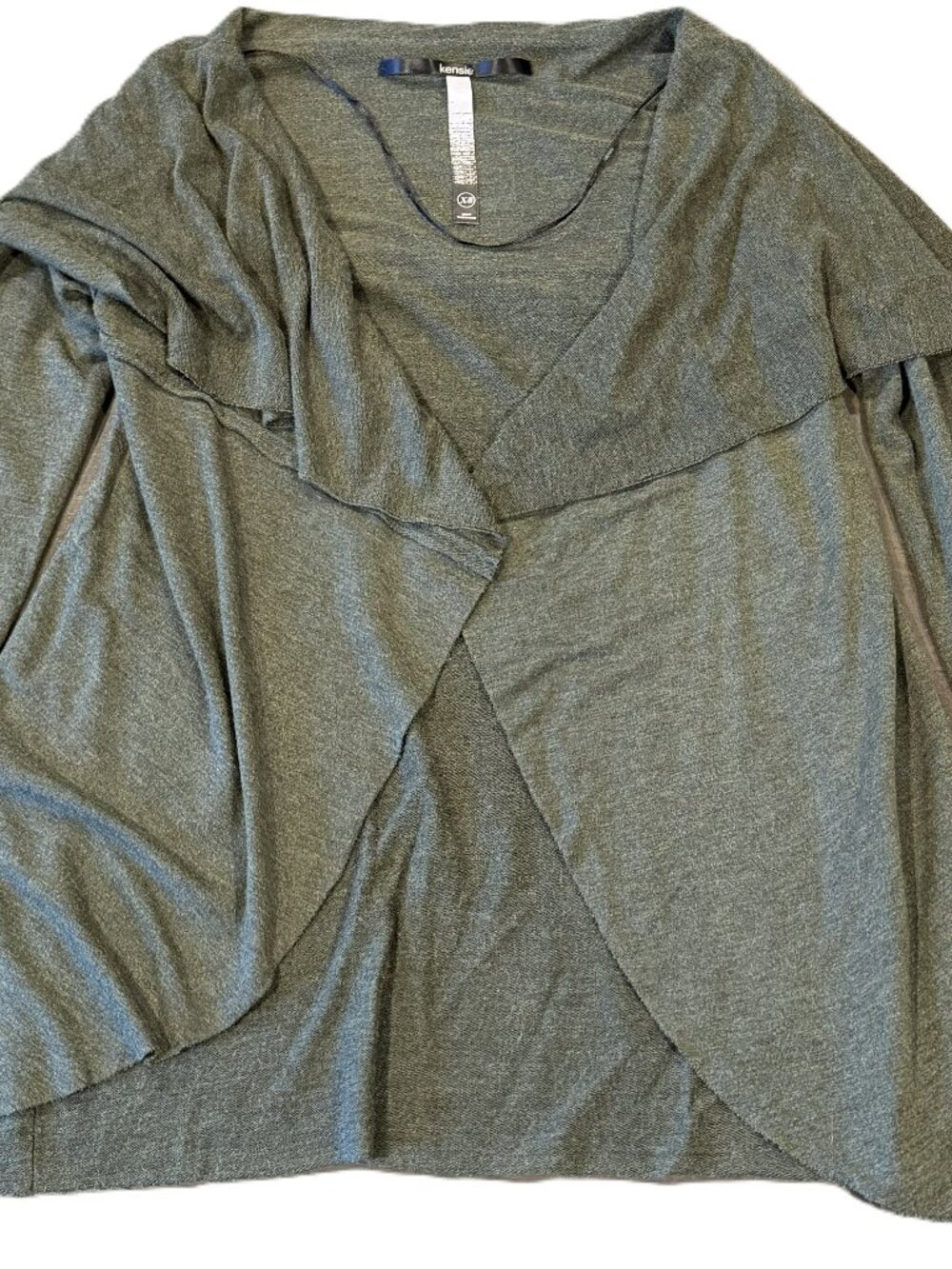 Kensie Women's Dark Green Open Front Knit Cardigan Sweater Size XS Casual